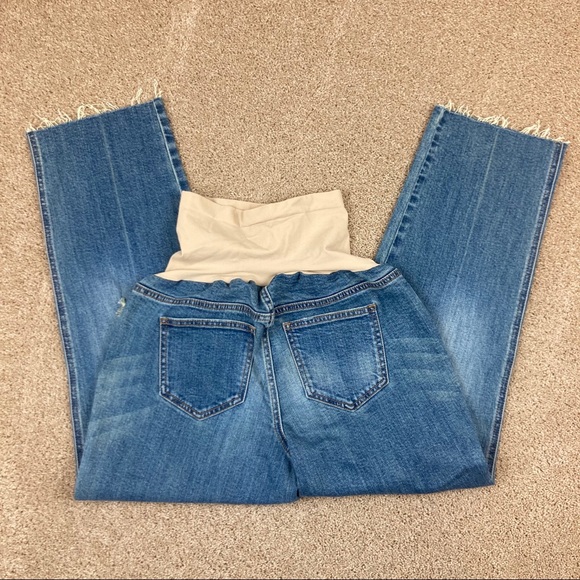 led Full Panel Distressed Raw Hem Maternity Jeans - Picture 9 of 12